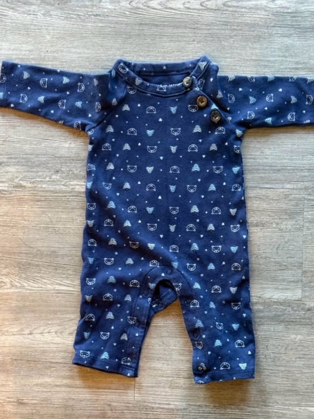 Janie and Jack Navy Bear And Tree Print 0-3M